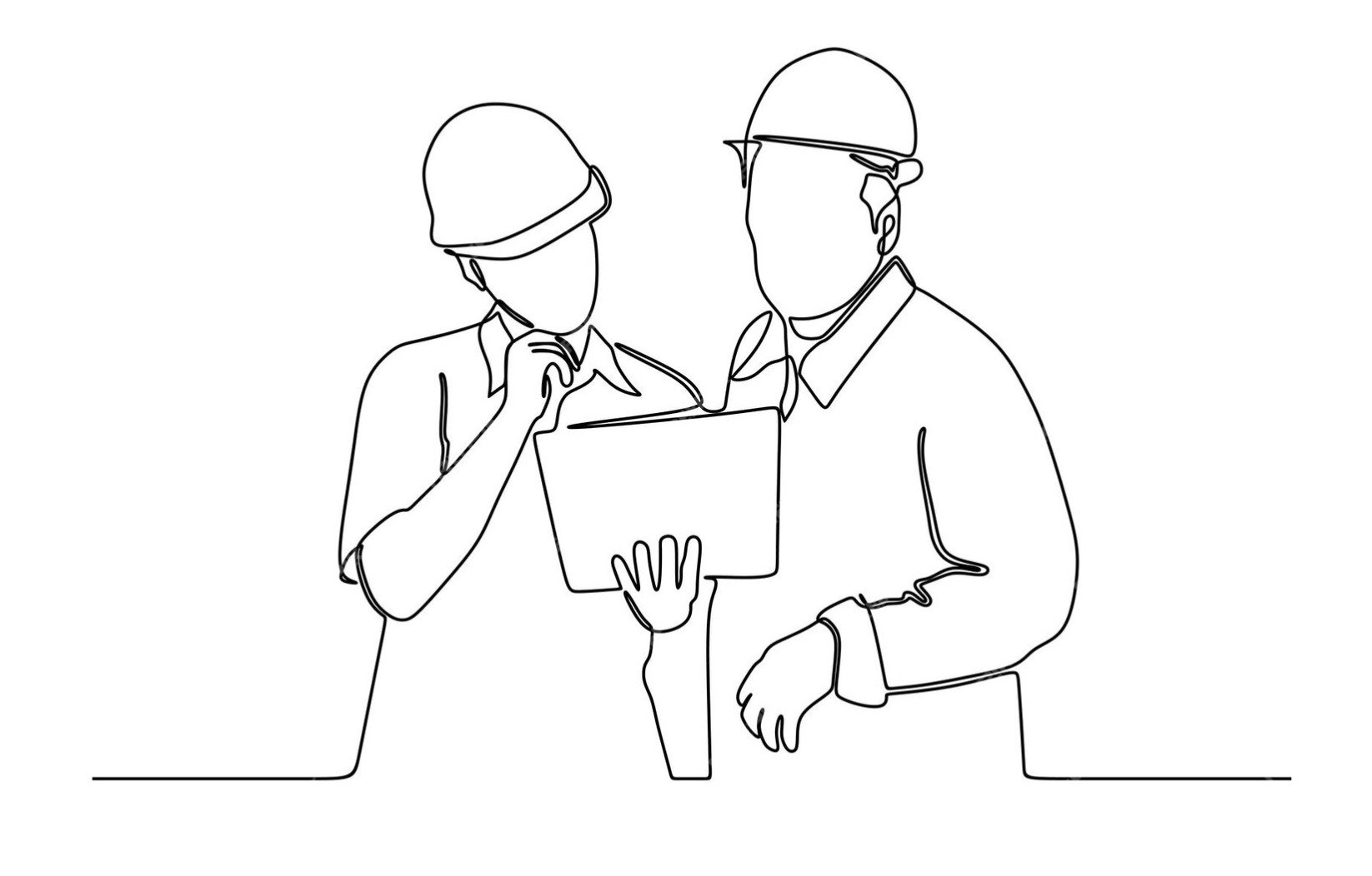 Illustration image of construction project manager and contractor working together